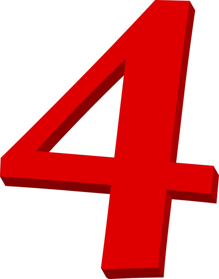 Цифра 4 красная