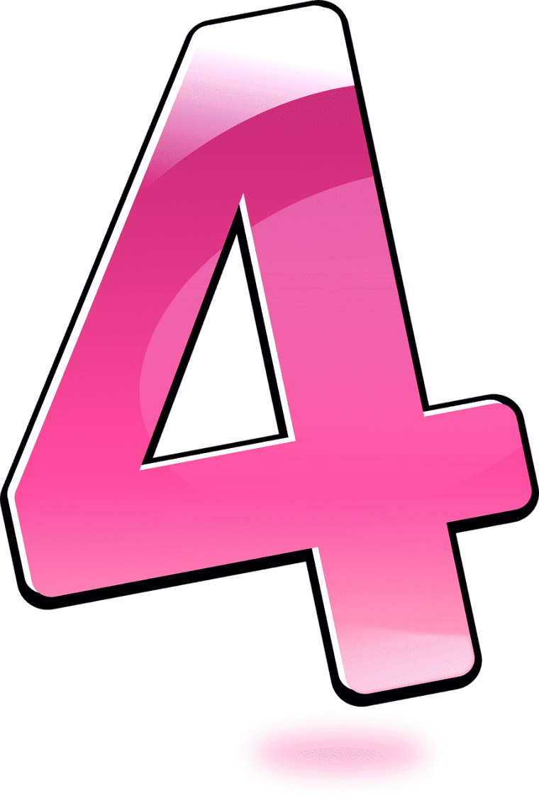 Цифра 4 розовая