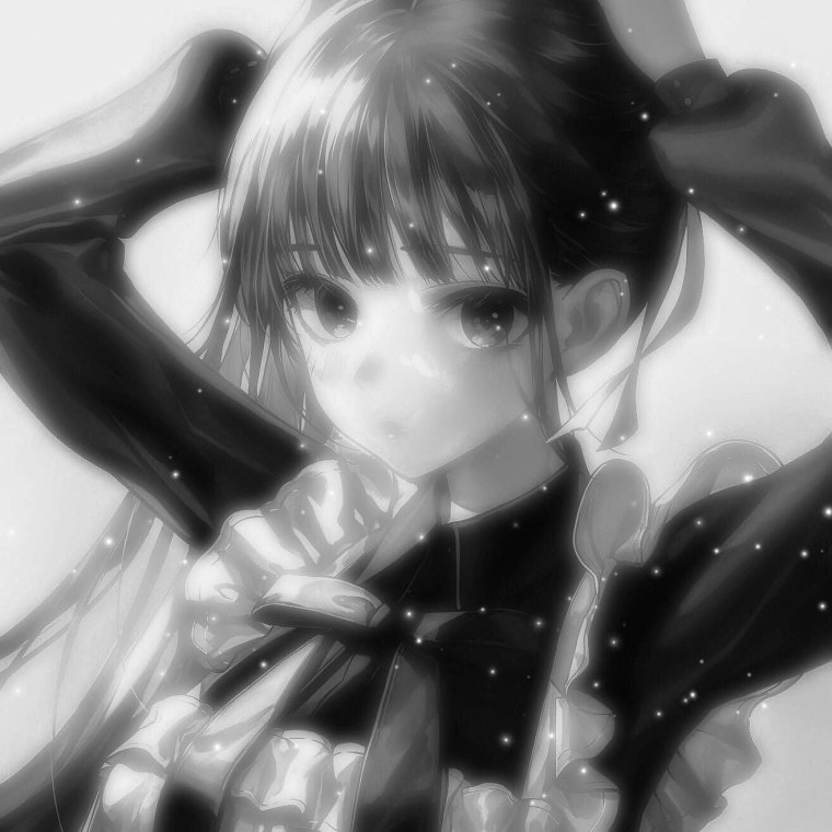 Аниме черно белое милое