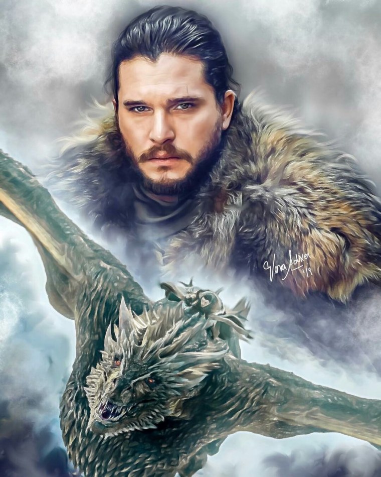 Эйгон Таргариен Джон Сноу на драконе