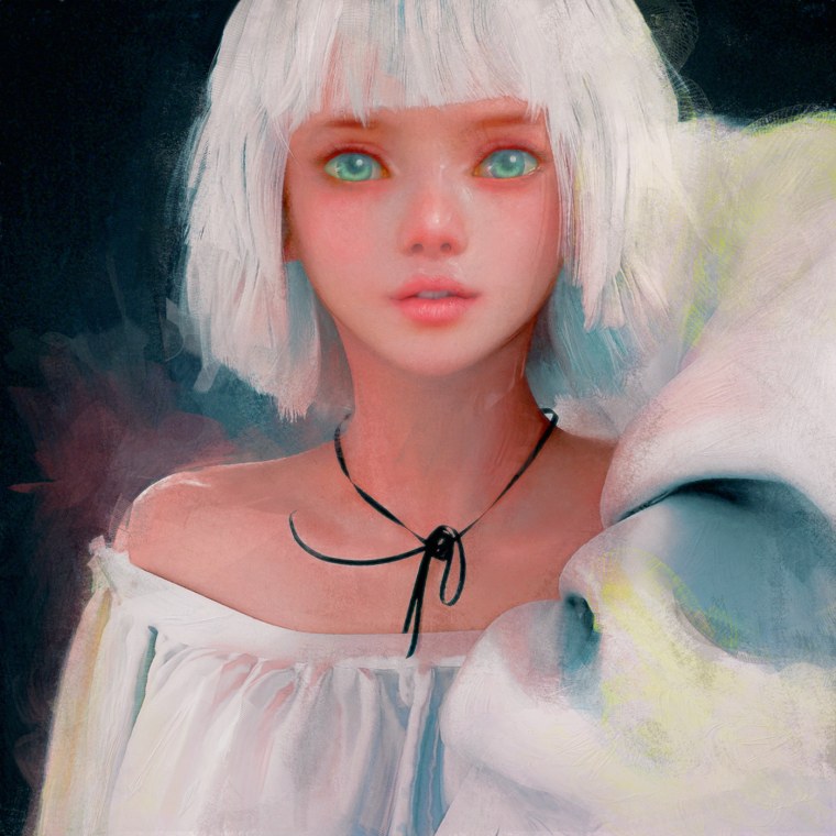 Портрет девушки с белыми волосами