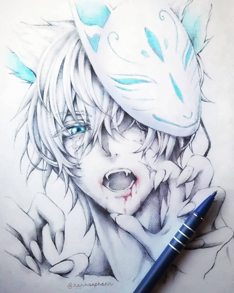 Рисунки карандашом аниме парни