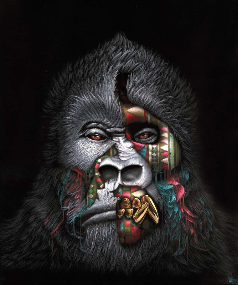 Горилла на черном фоне