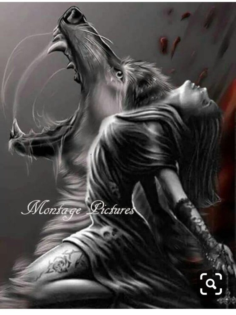 Оборотень обнимает девушку