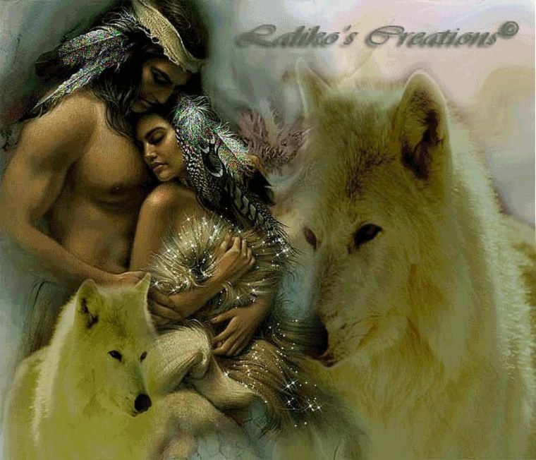 Мужчина и волчица