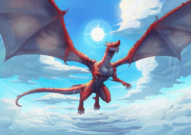 Дракон арт красивый красный