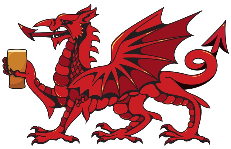 Красный дракон на белом фоне