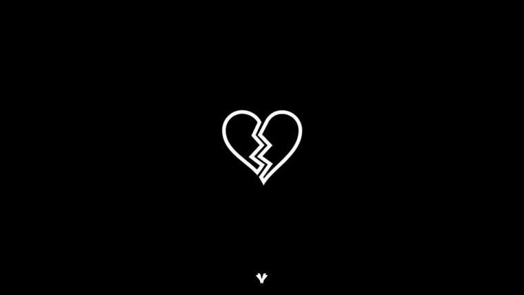 Разбитое сердце на черном фоне