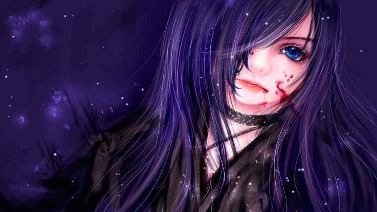 Девушка с фиолетовыми волосами арт