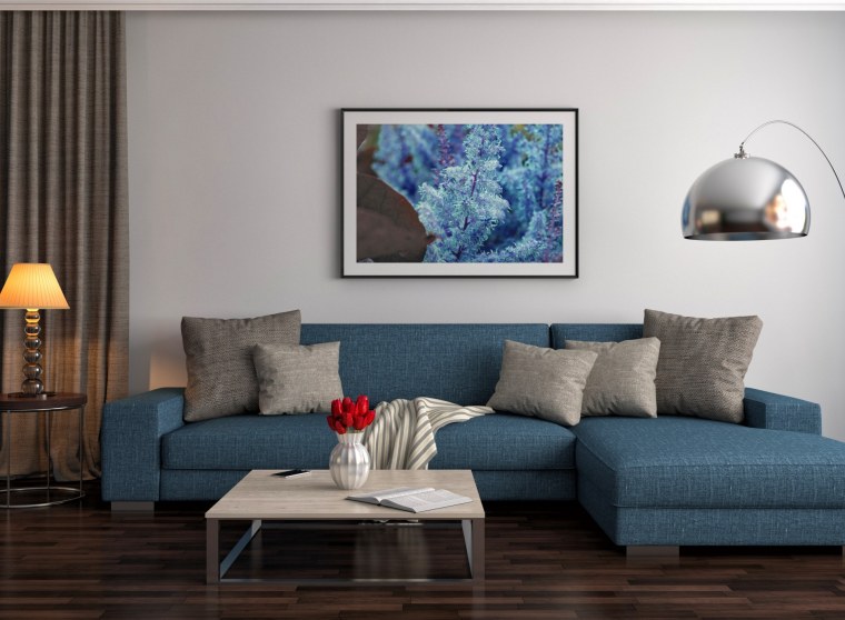 Синие обои в интерьере