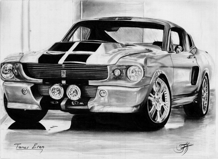 Форд Мустанг 1967 карандашом