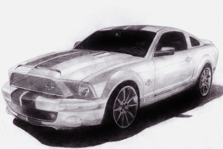 Машины карандашом Mustang a4