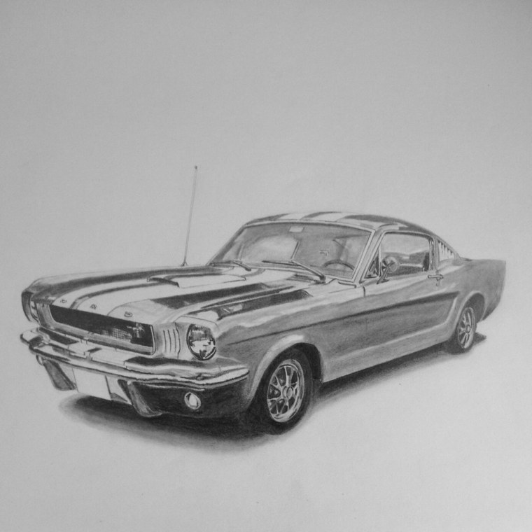 Нарисовать машину Мустанг поэтапно