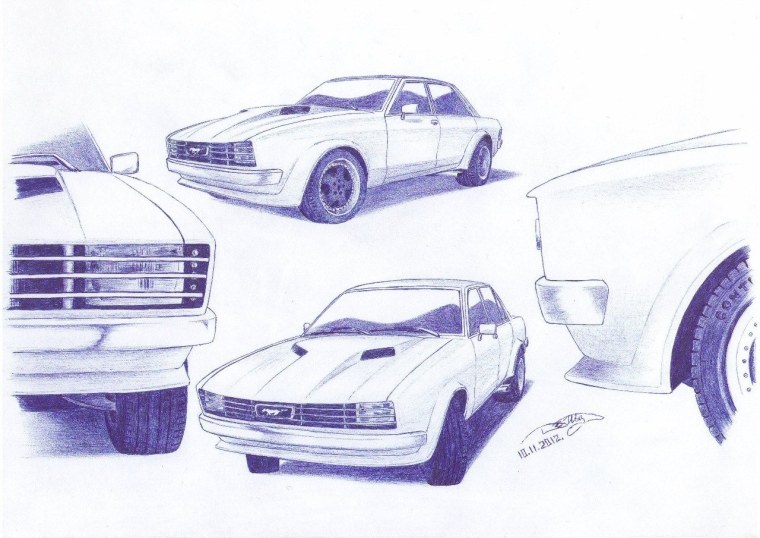 Нарисовать машину Мустанг ГТ