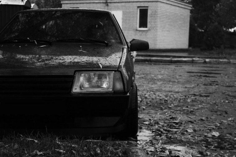 Девятка машина черная тонированная