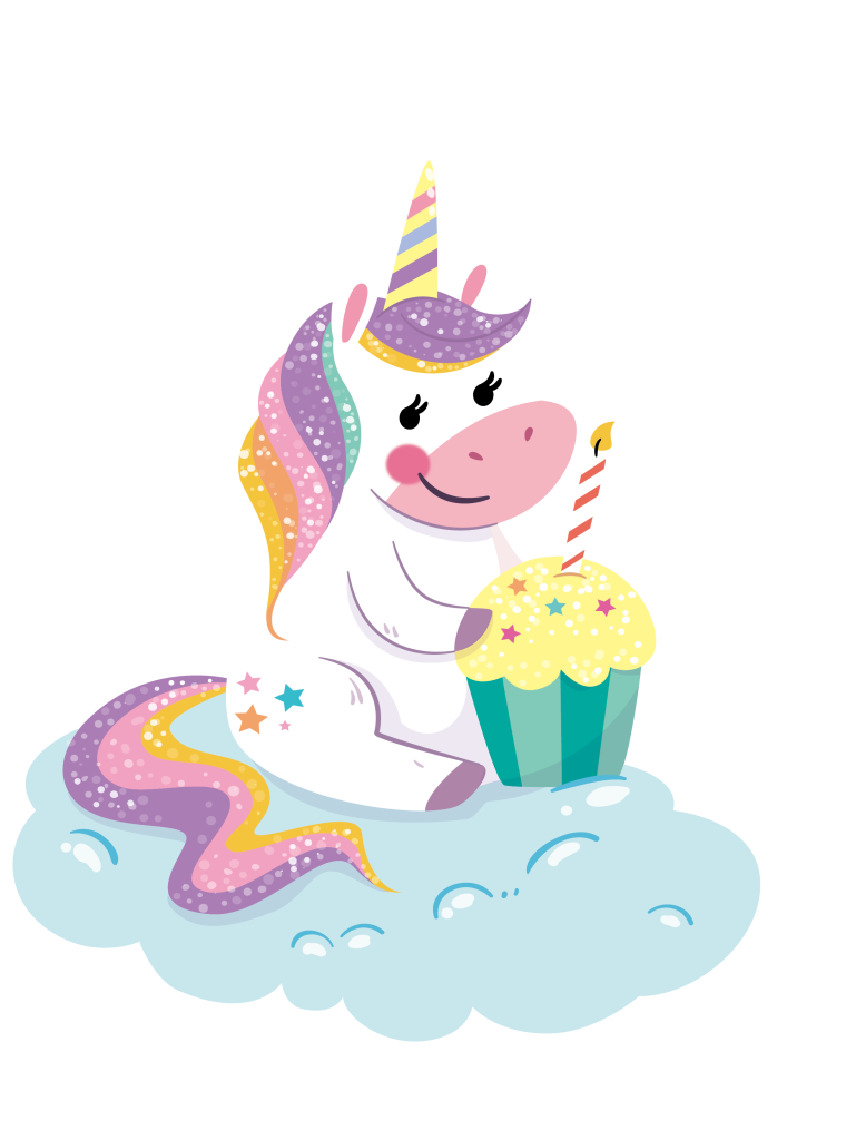 Надпись с днем рождения в стиле Единорожки