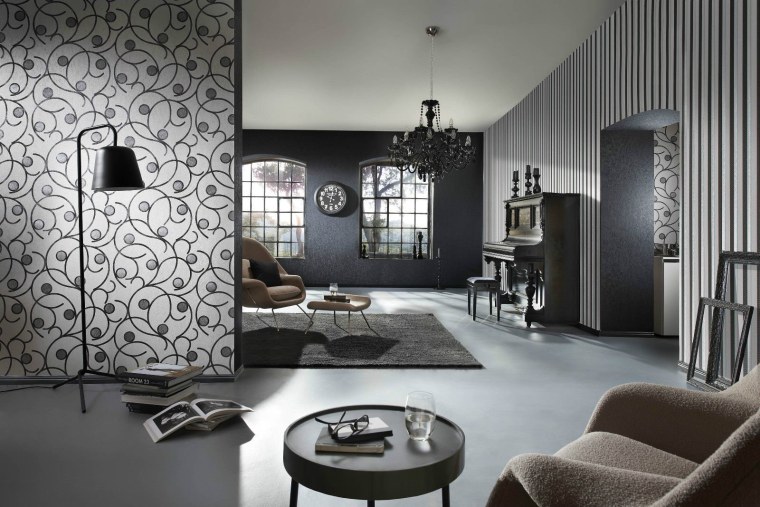 Черные обои для стен в интерьере