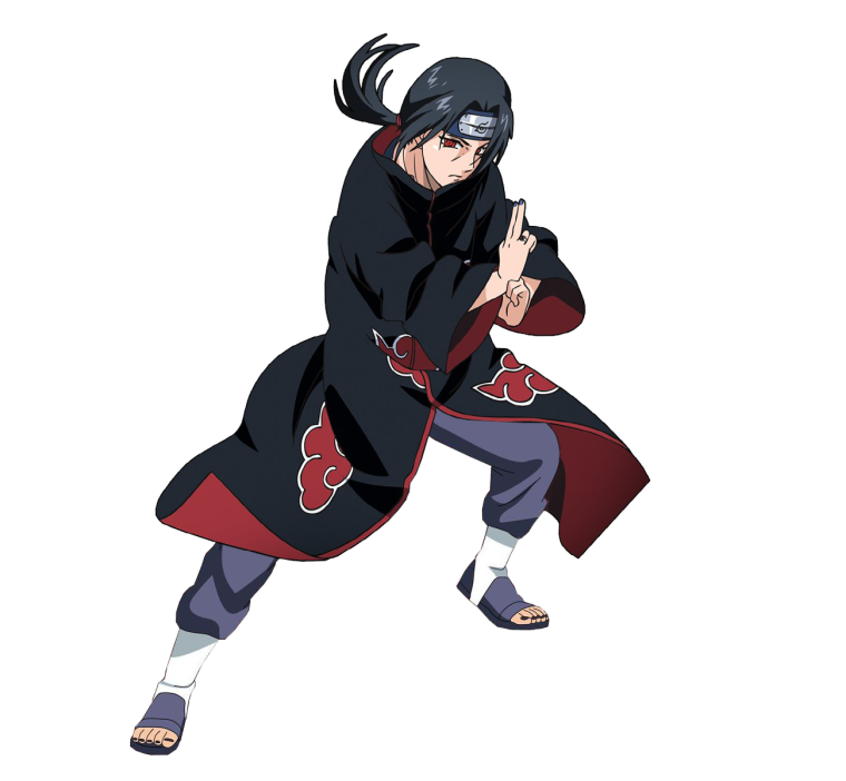 Итачи Учиха в полный рост на белом фоне