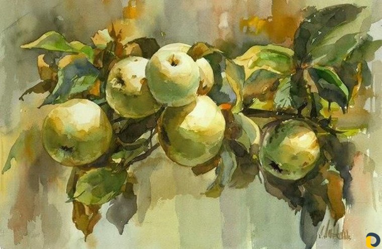 Акварели Сергея Андрияки яблоки