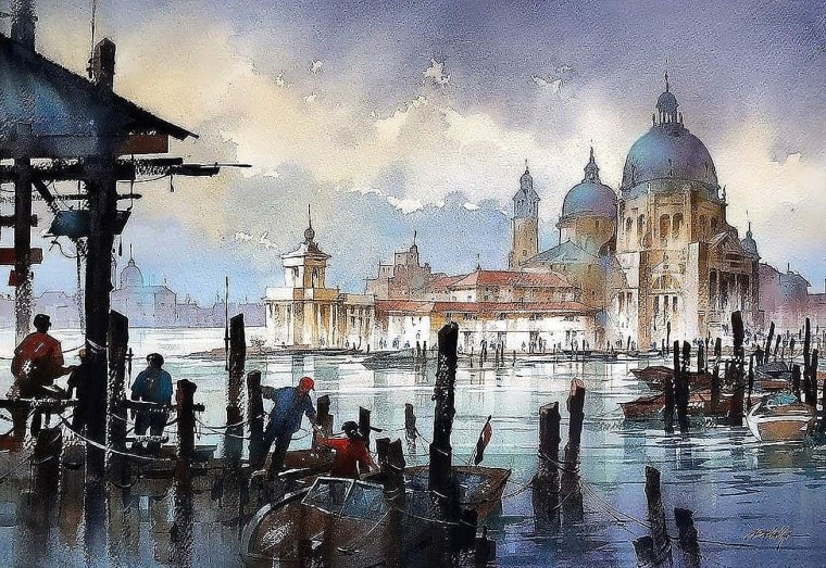 Томас Шаллер акварель Венеция
