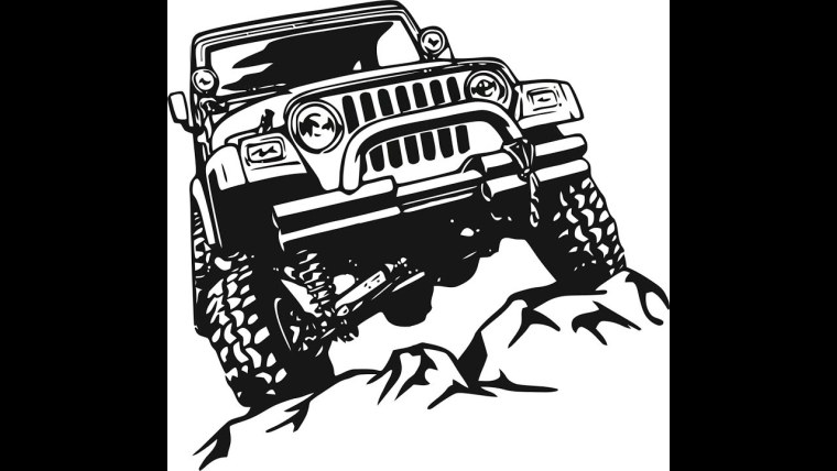 Мужчина с джипом брутальный рисунок вертикальный