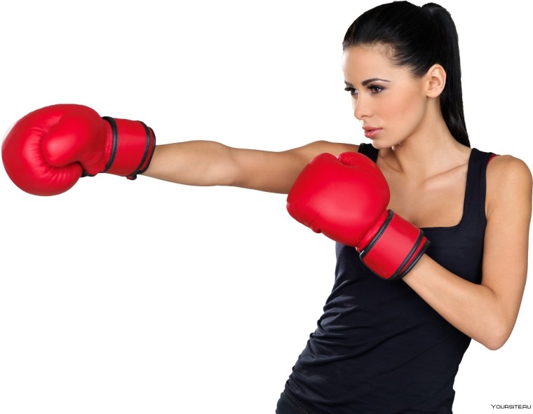 Женщина в боксерских перчатках