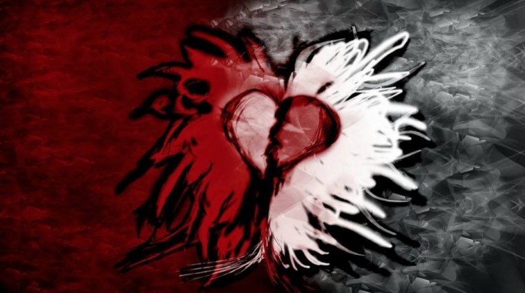 Яркое сердце на черном фоне