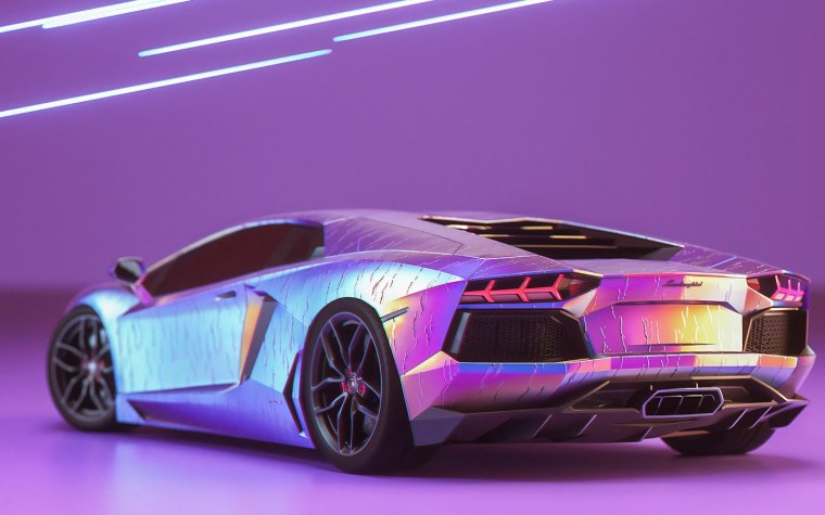 Ламборджини авентадор неон