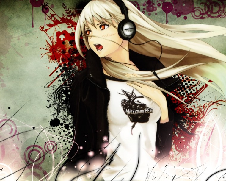 Аниме девочка в наушниках