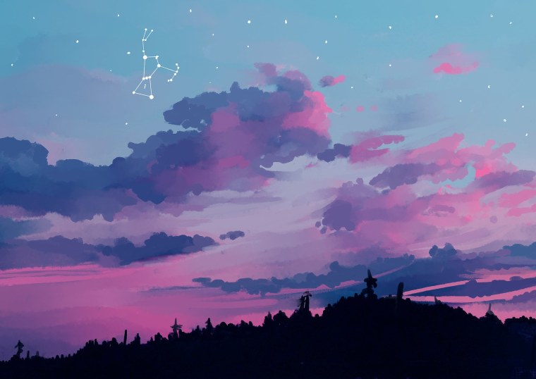 Пейзаж с розовым небом