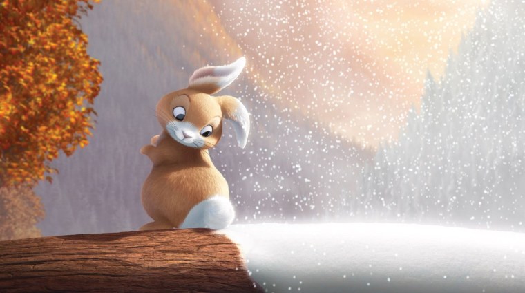 Зайчик мультяшный на снегу