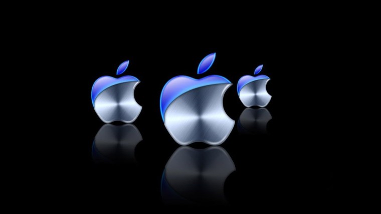 Черные обои с белым логотипом Apple