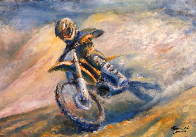 Мотоцикл пастелью