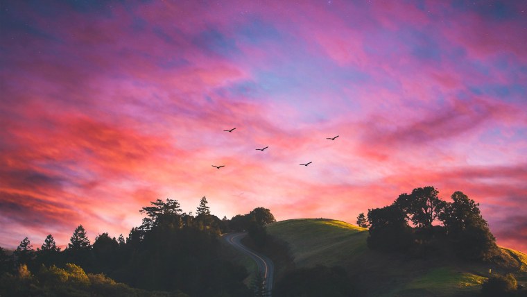 Розовые облака закат