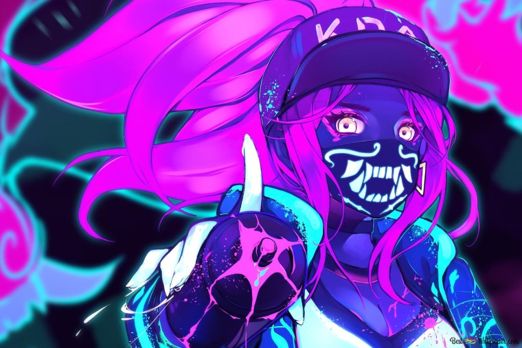 Akali League of Legends неон