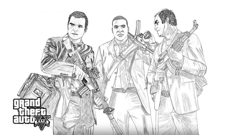 Раскраска ГТА 5 Франклин