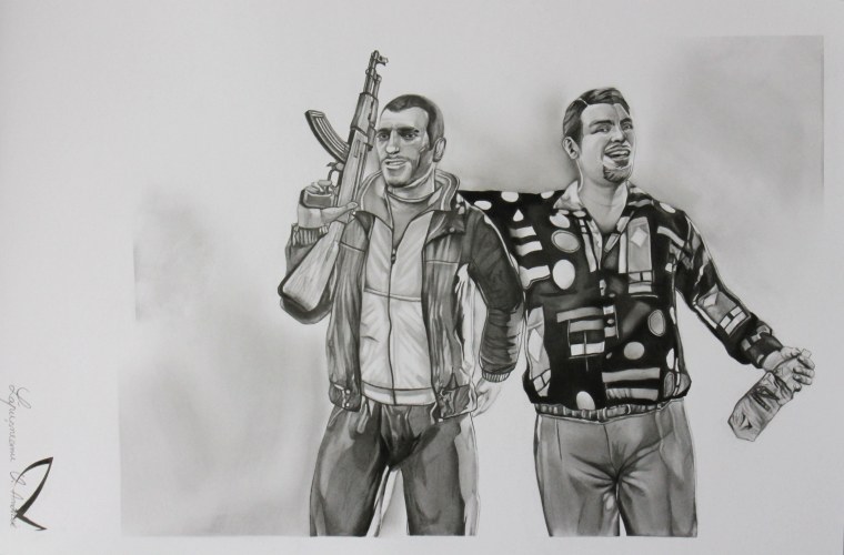 Нико и Роман Беллик арт GTA 4