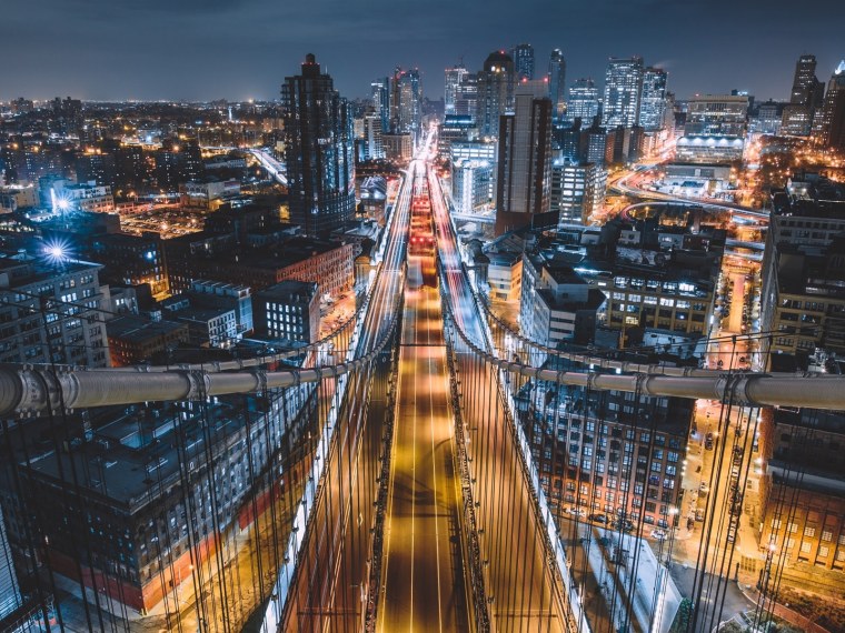 Нью Йорк ночью вид снизу