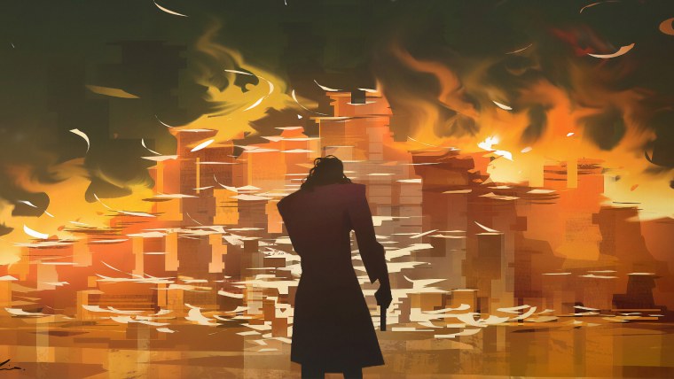 Горящий город