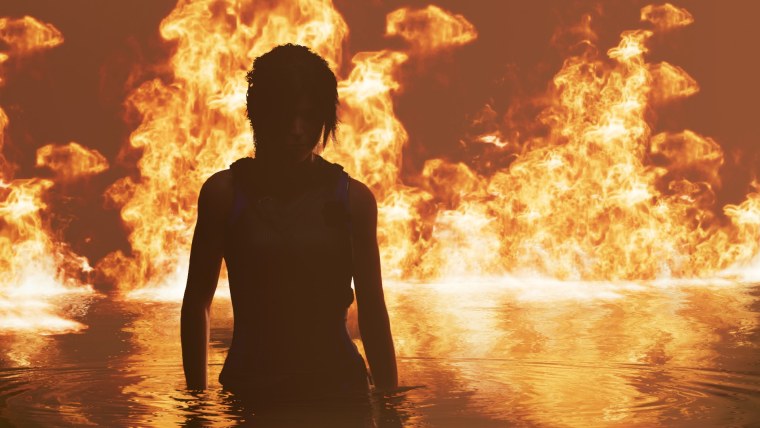 Силуэт на фоне взрыва