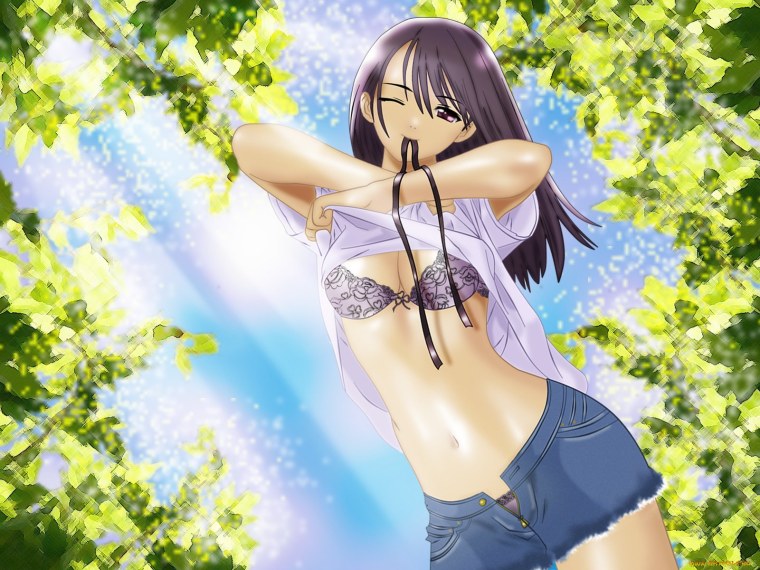 Аниме девушка в майке