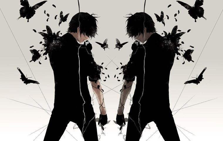 Силуэты влюбленных на черном фоне