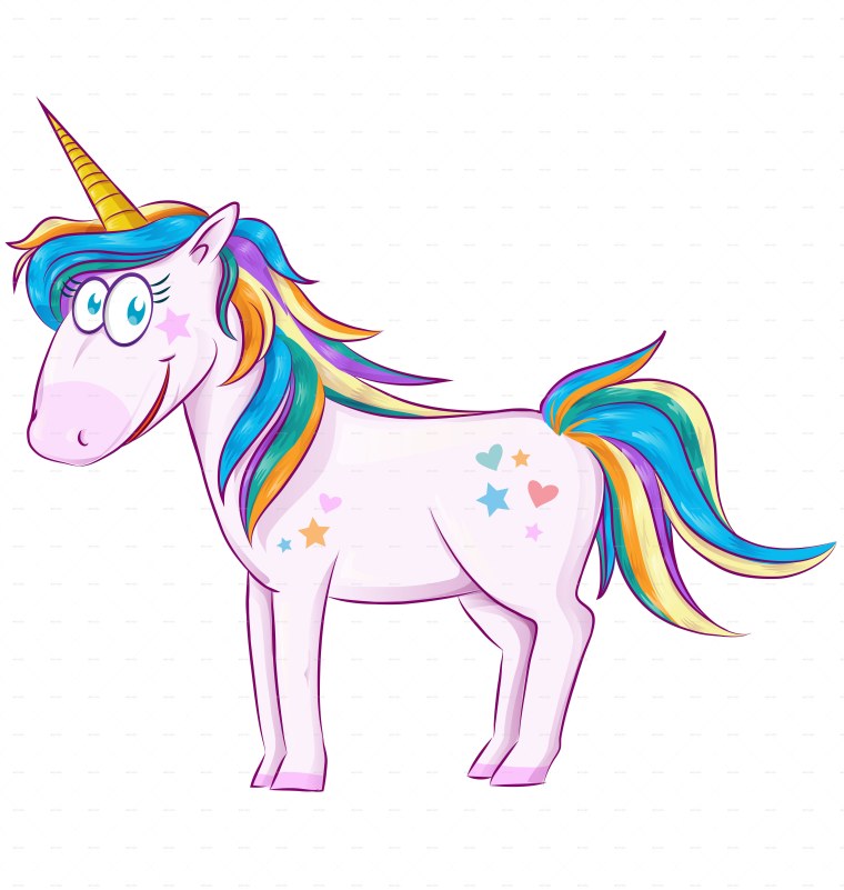 Милый Единорожка на белом фоне