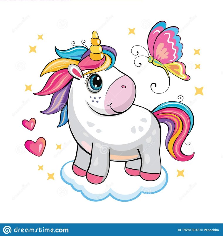 Милый Единорог на белом фоне
