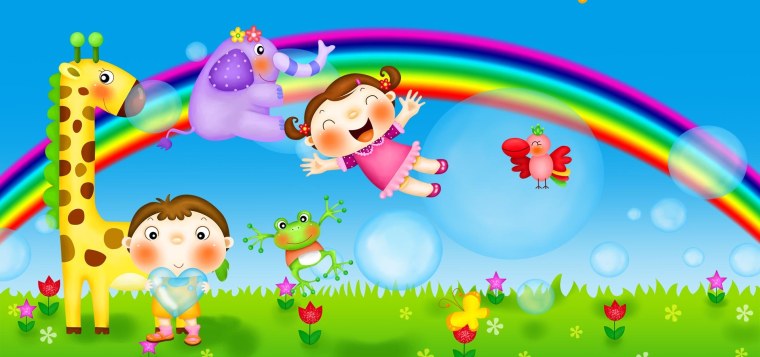 Детский фон с радугой