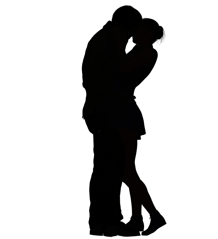 Силуэт обнимающейся пары