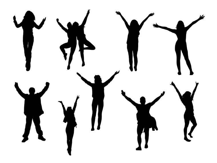 Силуэт радостного человека