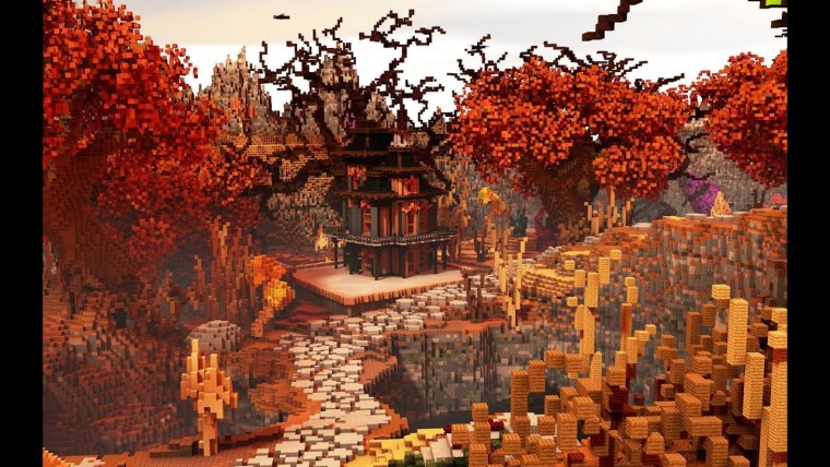 Осенний пейзаж в МАЙНКРАФТЕ