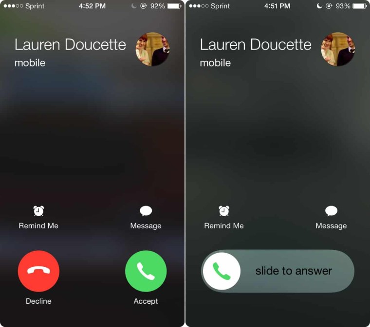 Экран вызова айфон