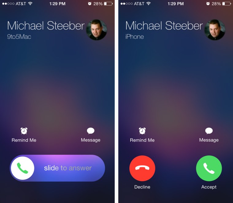 Экран вызова iphone